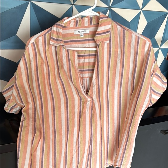 Madewell Pink Cuffed Sleeve Button Down Shirt - Picture 1 of 3